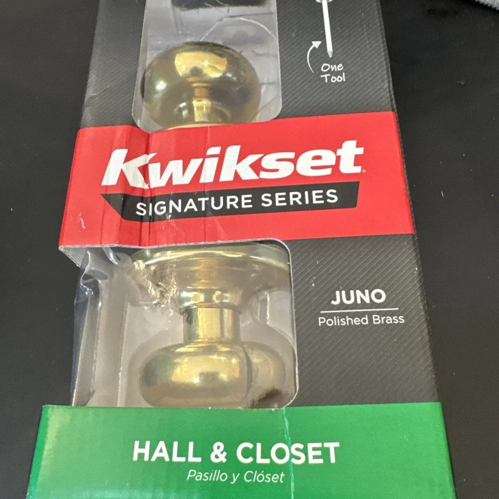 Kwikset Polished‎ Brass Hall And Closet Door Knob 97200-787 MicroBan-FS